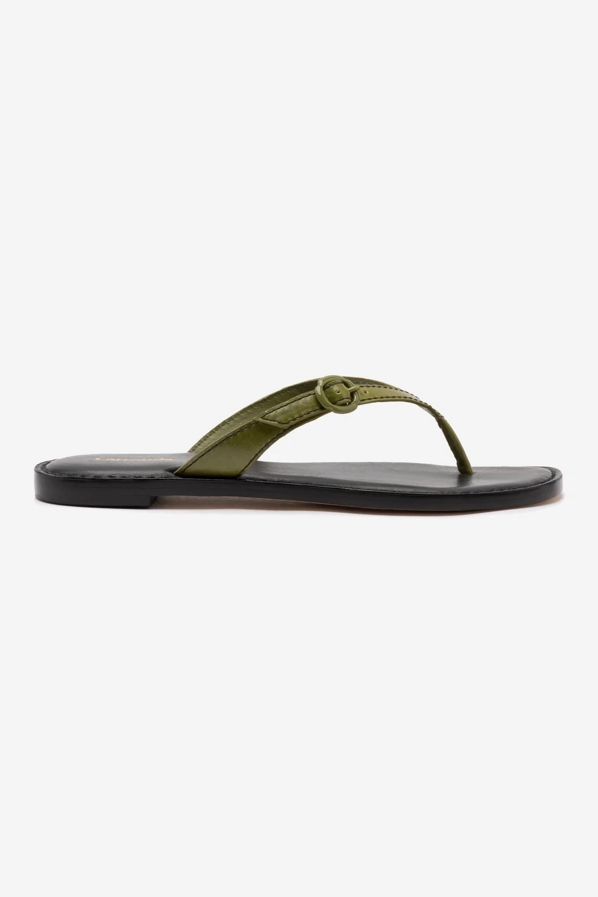 Mary Kate Flat Sandal In Seaweed Leather Shop Lane High Step