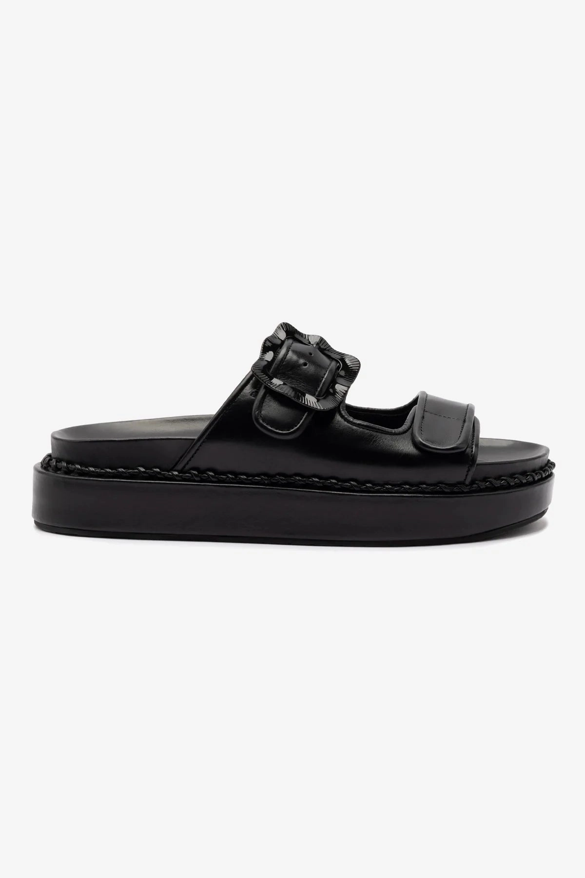Maui Slide In Black Leather Walkable