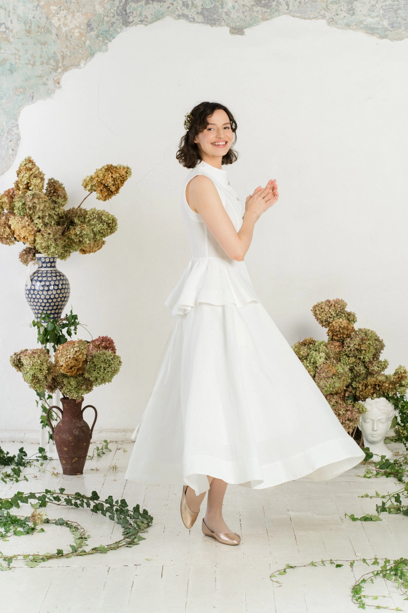 Maxi Wrap Skirt, White Magnolia Loose Flow