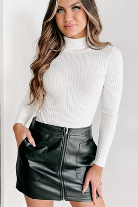 Beautiful Basic Turtleneck Bodysuit (Ivory) Moisture Wicking Fabric Trendy Design