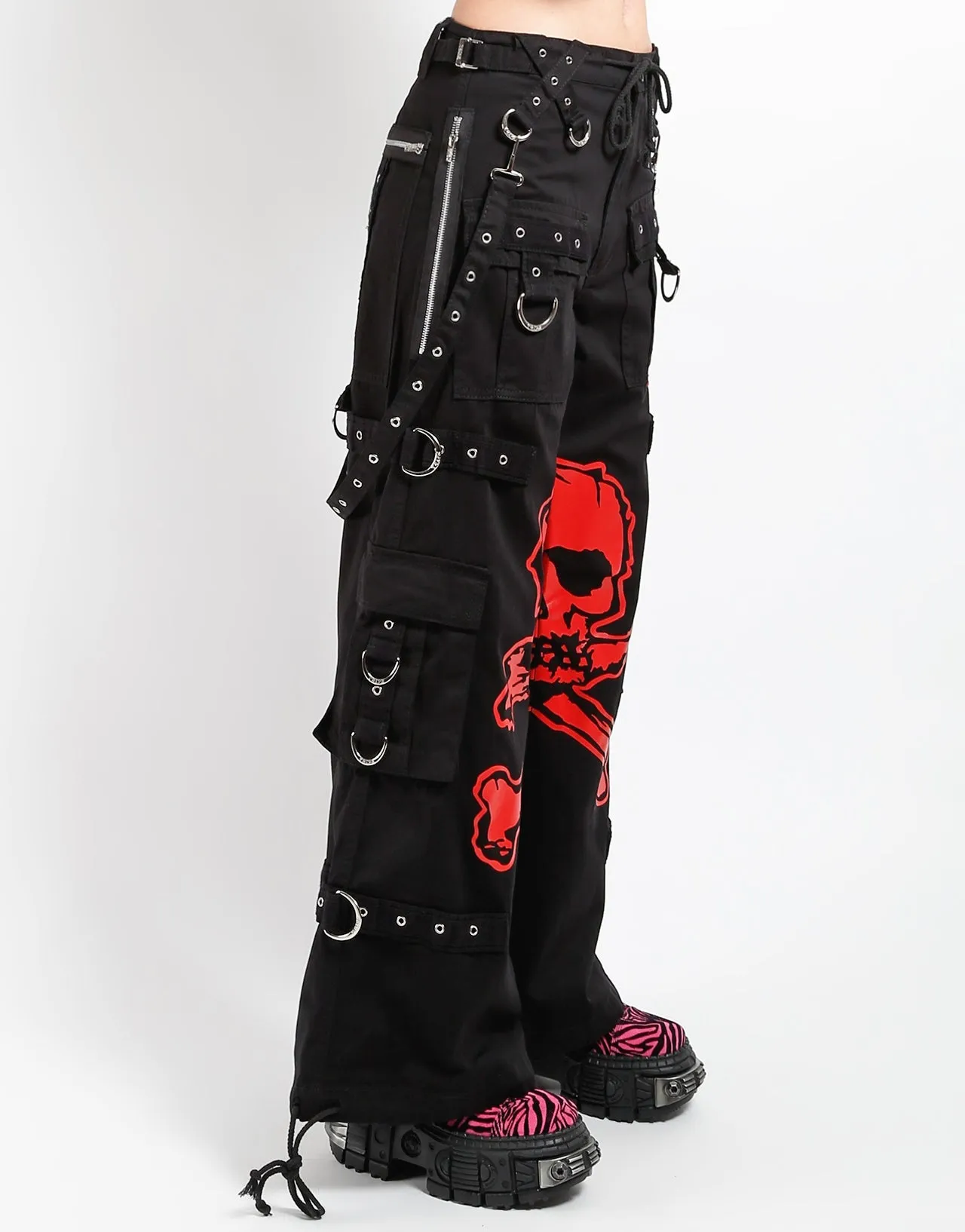 Casual Fit Design Comfortable Fit Look MEGA SKULL PANT RED