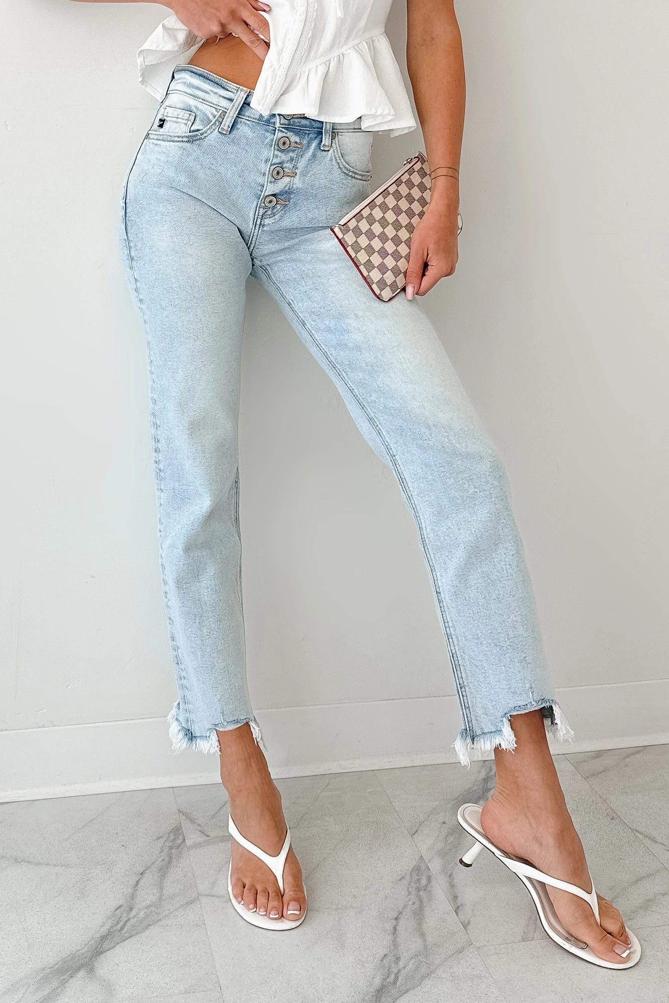 Daily Attire Curved Seam Construction Melody High Rise Slim Straight KanCan Jeans (Acid)