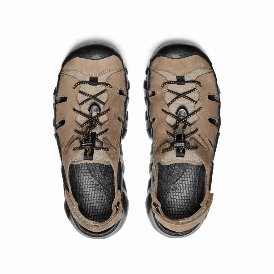 Snug Fit Adjustability Purple Soft Men's Hyperport Fisherman Leather Sandal  |  Brindle/Oak Buff