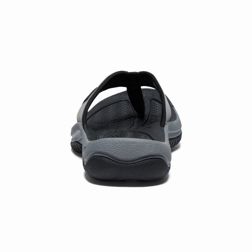Light Trail Men's Kona Leather Flip-Flop  |  Steel Grey/Black