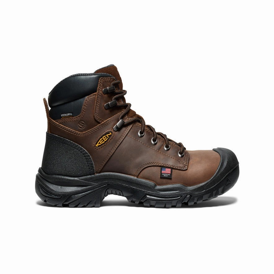 Men's Mt Vernon II 6" Waterproof Boot (Steel Toe)  |  Dark Earth/Black Cushioned Step Windy Weather