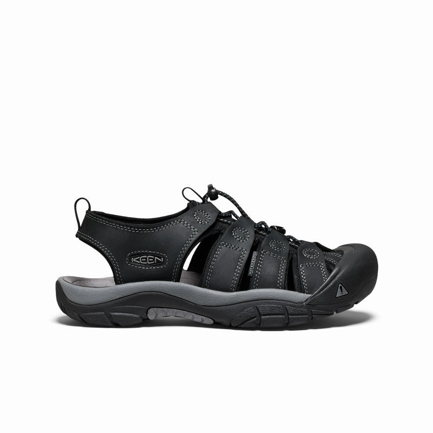 Flexible Build Men's Newport Leather Sandal  |  Black/Steel Grey