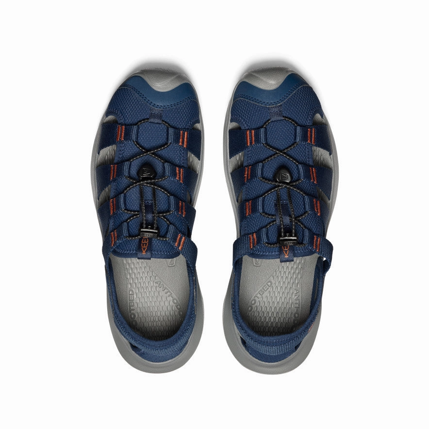 Stretchable Material Metal Ring Men's Seanik H2 Sandal  |  Naval Academy/Gold Flame