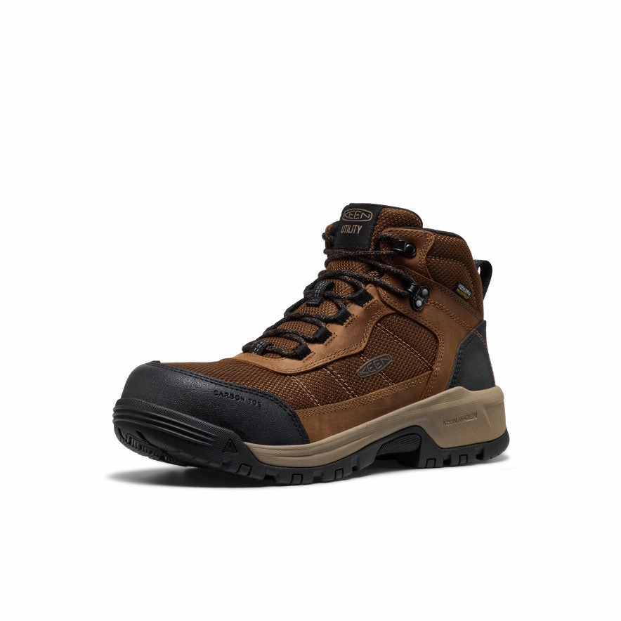 Men's Skokie Waterproof Work Boot (Carbon Toe)  |  Dark Earth/Black Ankle Lock Strong material