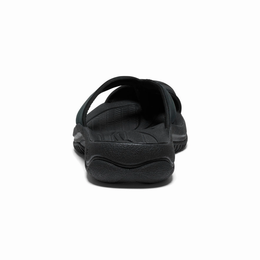 Supportive Design Men's Waimea Leather Flip-Flop  |  Black/Black