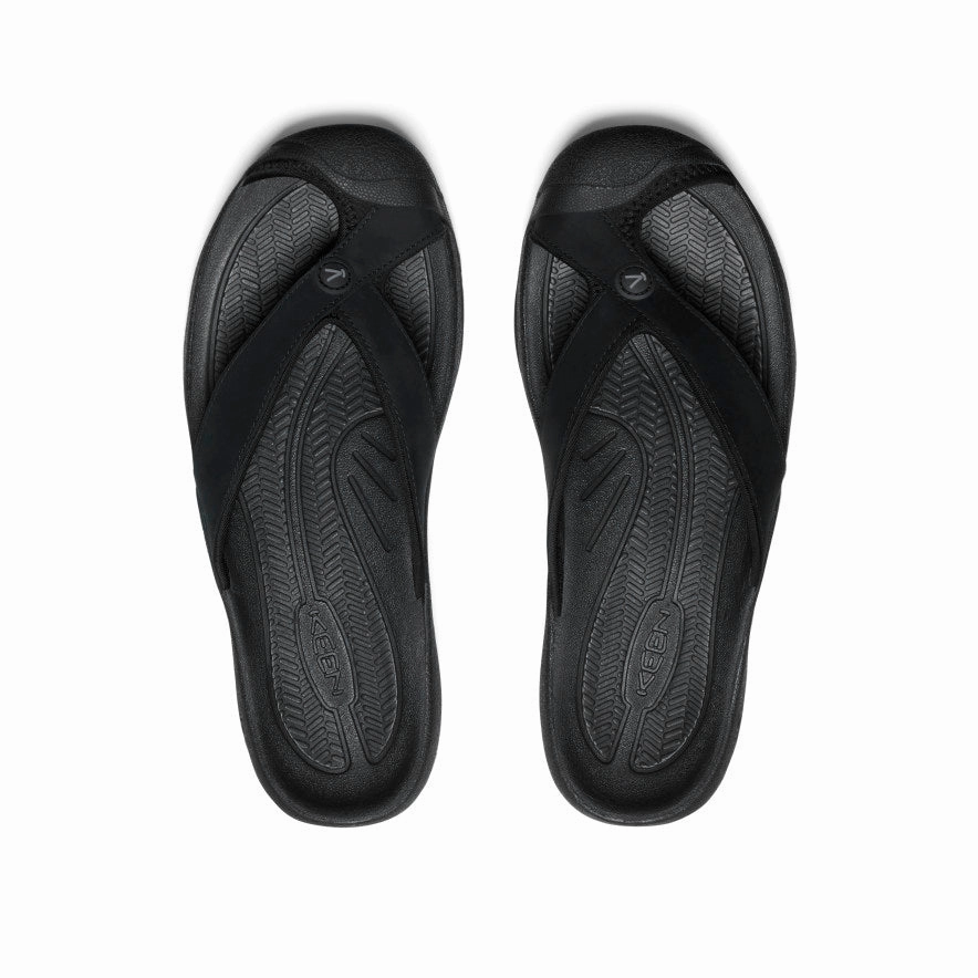 Men's Waimea Leather Flip-Flop  |  Black/Black Slip Resistant Weave Style