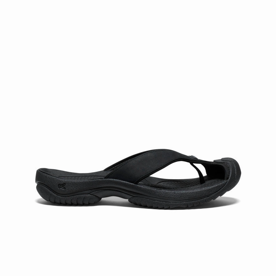 Flexible Sole Men's Waimea Leather Flip-Flop  |  Black/Black