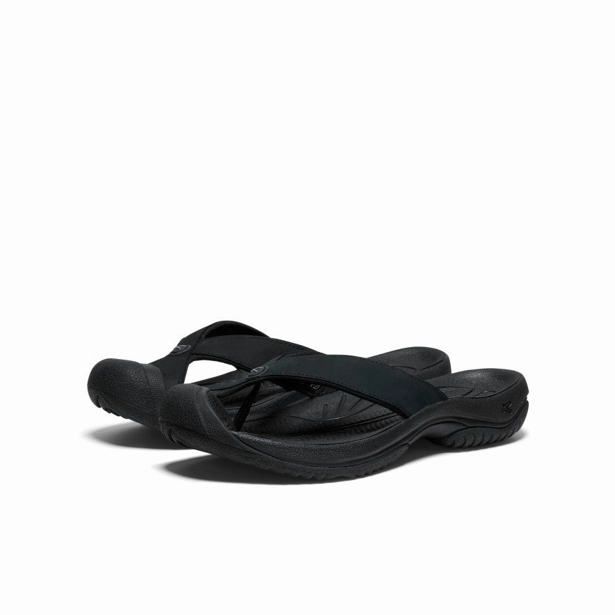Men's Waimea Leather Flip-Flop  |  Black/Black Simple Glam