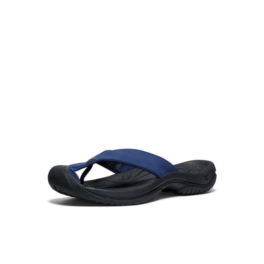 Men's Waimea Leather Flip-Flop  |  Naval Academy/Black Cork Footbed Sleek Travel Footwear
