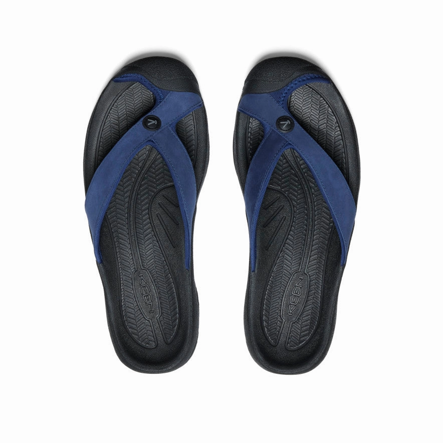 Men's Waimea Leather Flip-Flop  |  Naval Academy/Black Open Toe Footwear Sea View