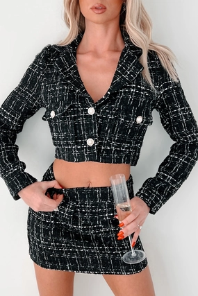 Adore Mergers & Acquisitions Tweed Crop Blazer (Black)