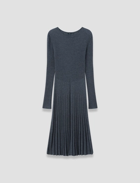 Merino Rib Knit Dress Hypoallergenic Yarn Dimensional Stability