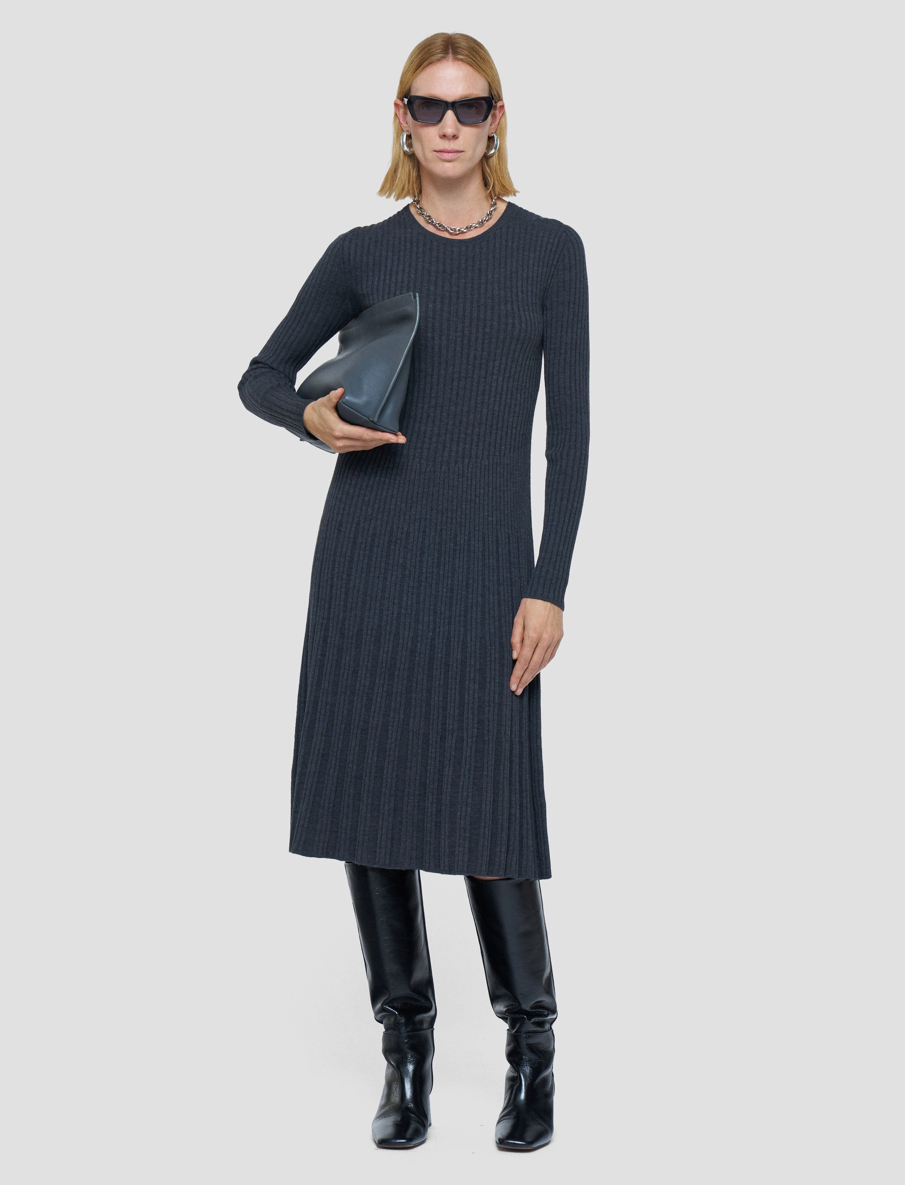Merino Rib Knit Dress Recycled Polyester Yarn Relaxed Trend