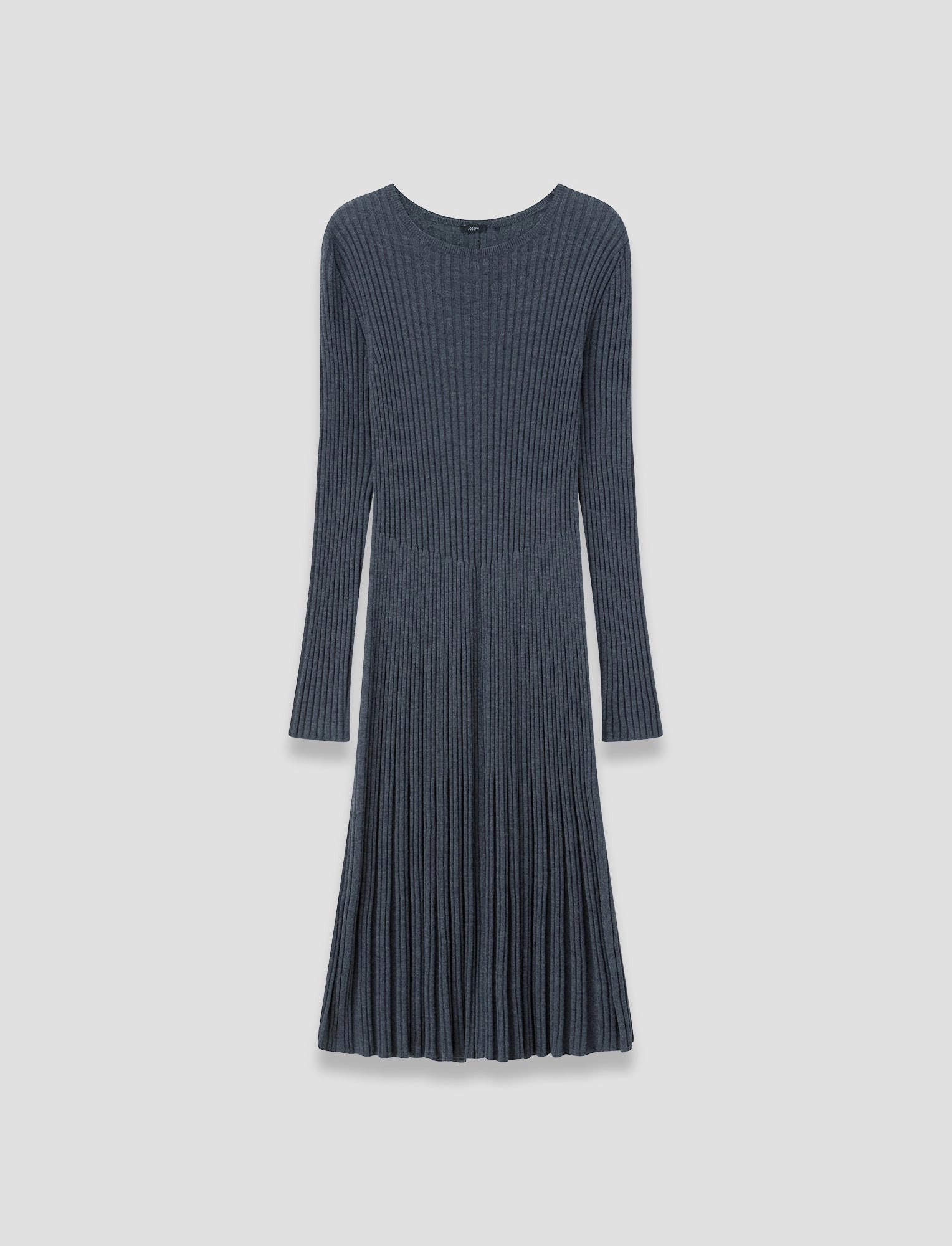 Merino Rib Knit Dress Hypoallergenic Yarn Dimensional Stability