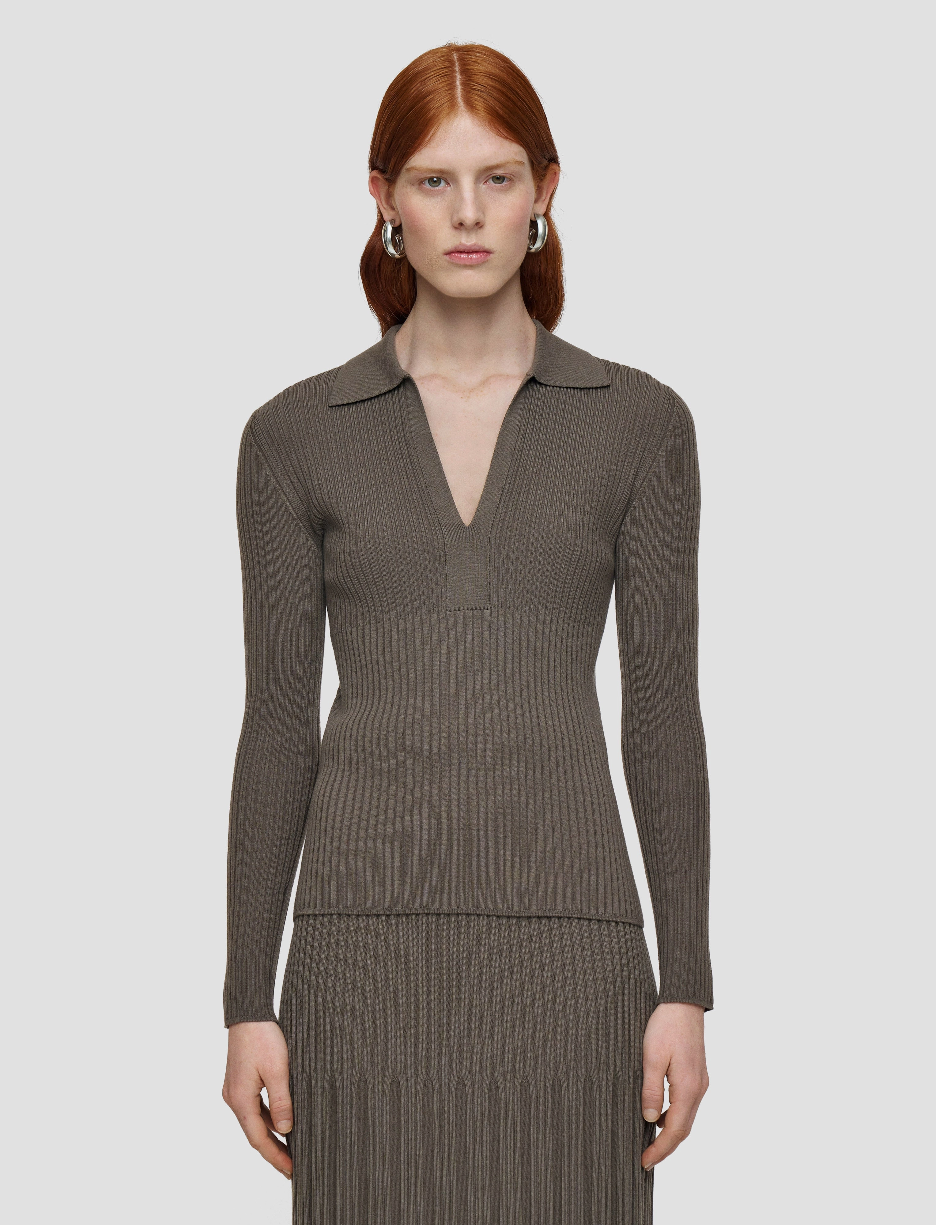 Simple Warmth Merino Rib Knit Polo Top