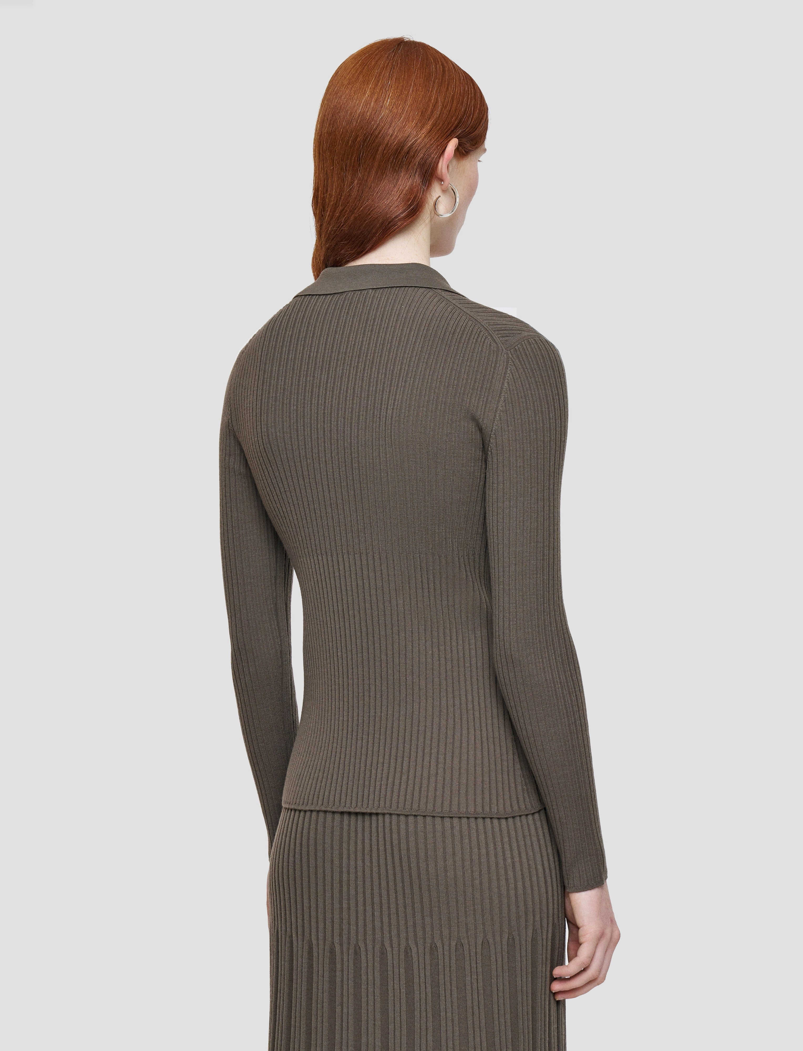 Merino Rib Knit Polo Top Friction Resistant Edging