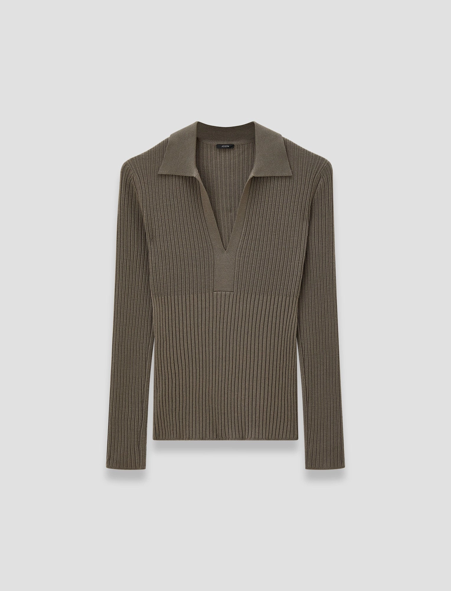 Cozy Mood Functional Style Merino Rib Knit Polo Top