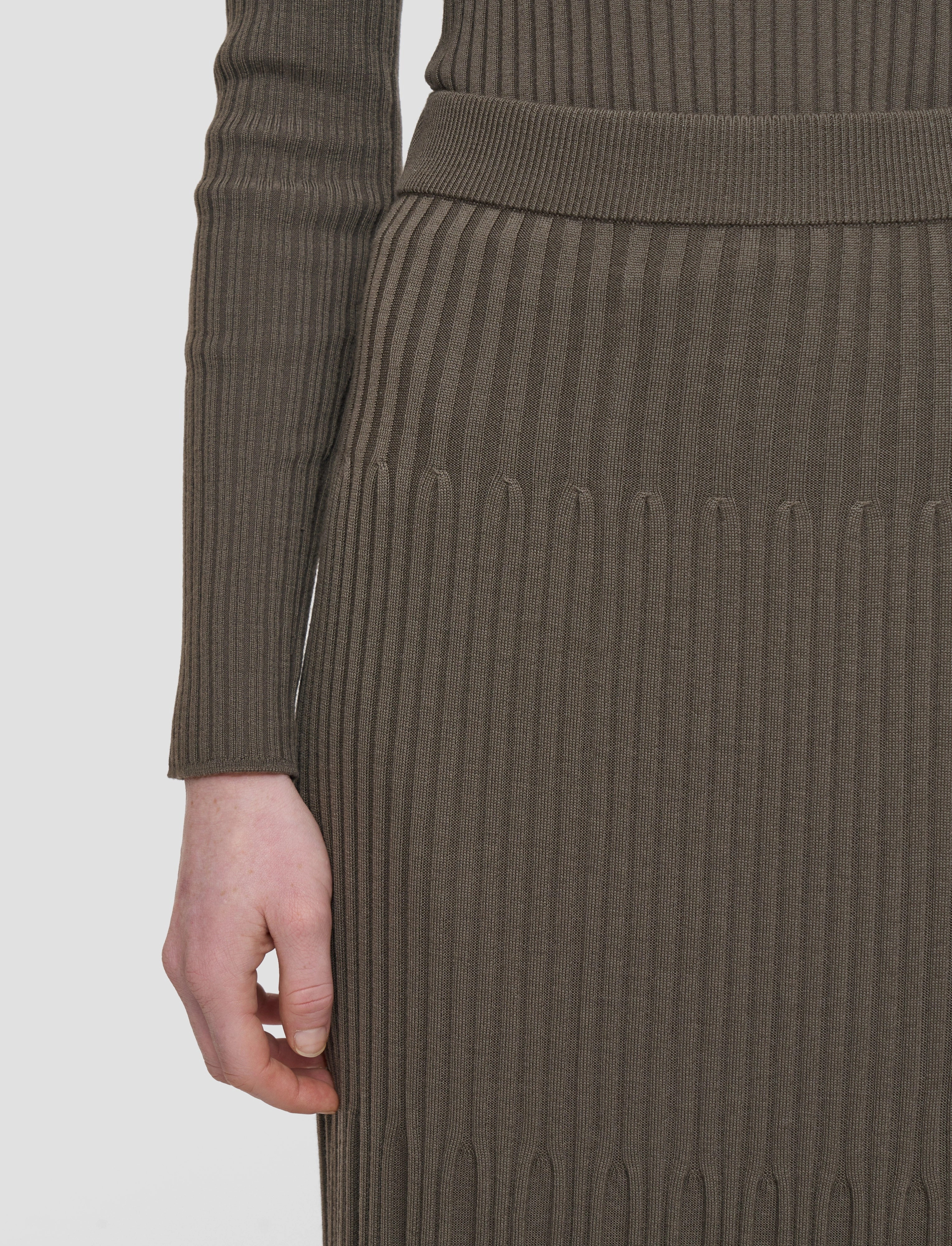 Texture Tone FadeResistant Dye Merino Rib Knit Skirt