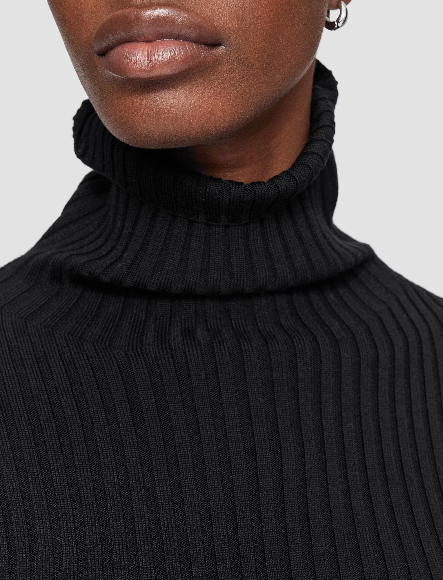Functional Drape Merino Silk Rib High Neck Jumper