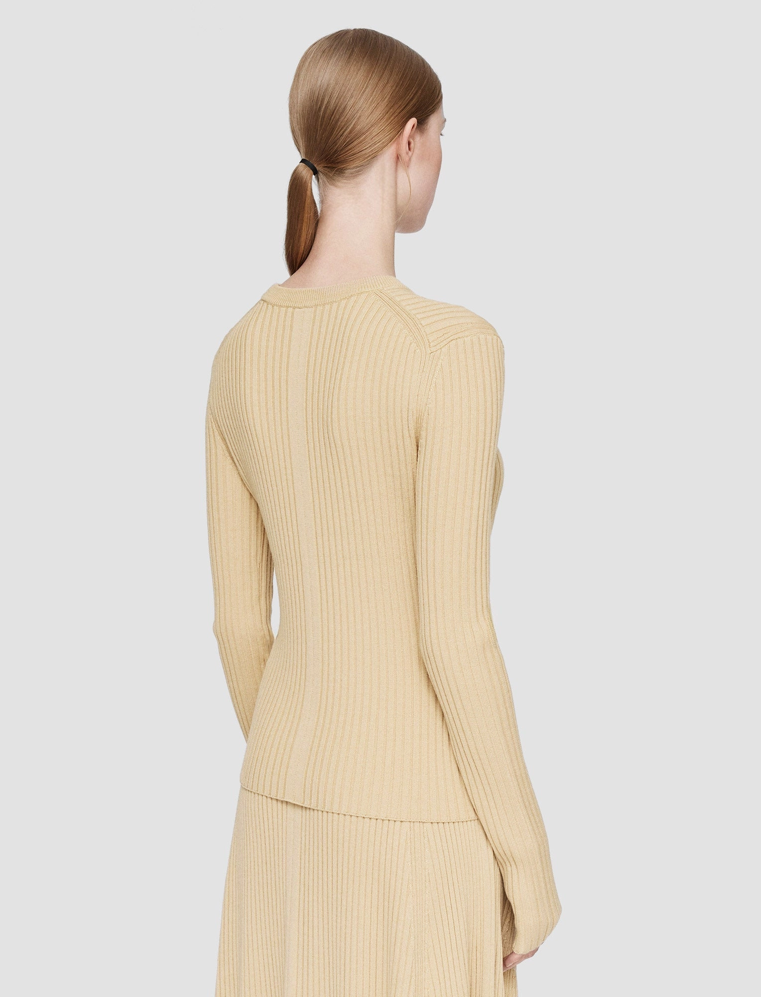Merino Silk Rib Round Neck Jumper Breezy Day Thermal Air Pocket