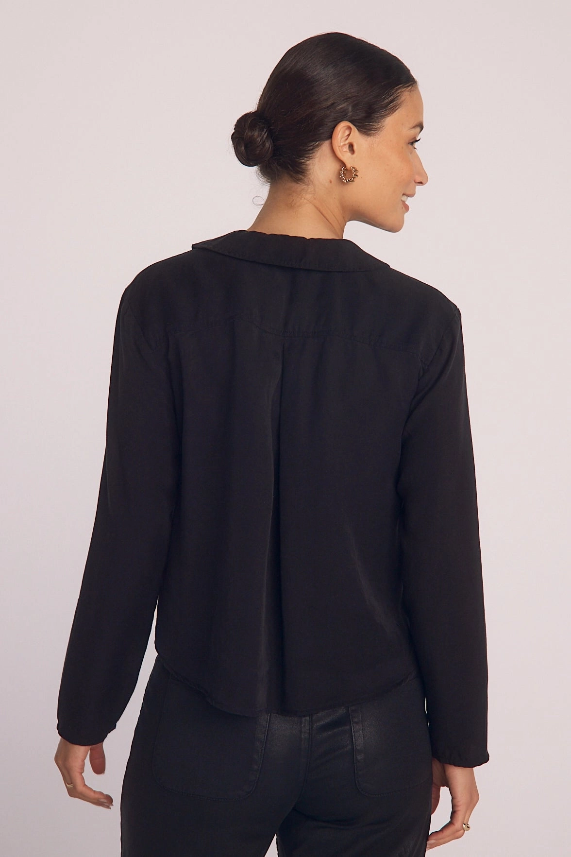 Oversized Collar Shirt Microfiber Blended Fabric Reflective accents