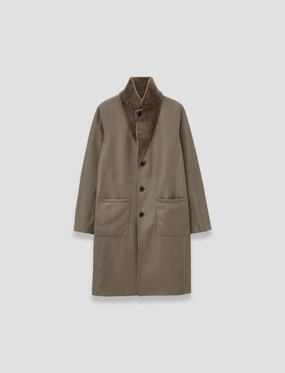 Reinforced Shoulder Padding Mild Weather Britanny Reversible Soft Shearling Coat