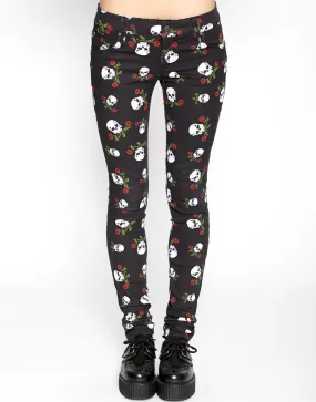 Flex Wear Design T Back Jeans Skull & Roses Print