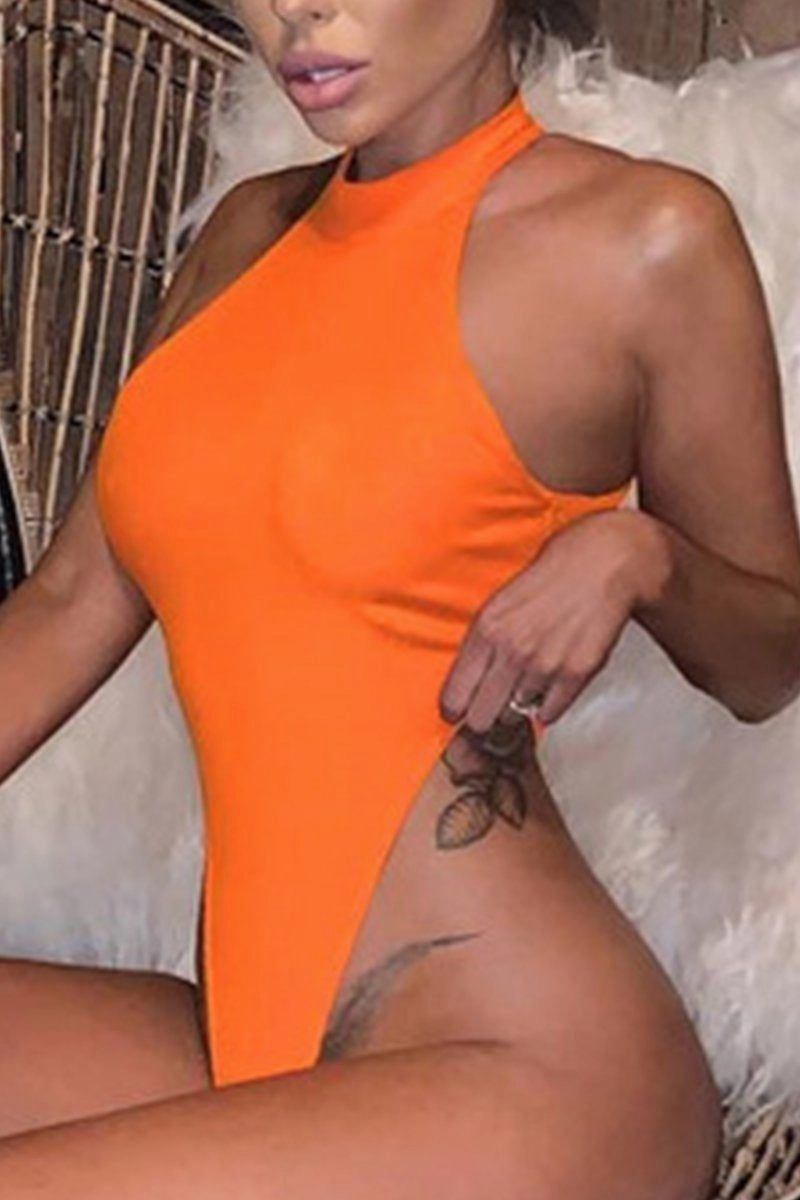 WOMEN HIGH HALTER NECK BODYSUIT Breathable Comfort Fit Easy Care Fabric Finish