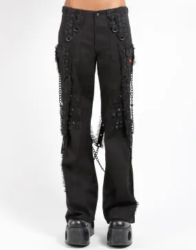 Athletic Flex Wear Side zipper MIDNIGHT DARK STREET CHAIN PANT BLACK