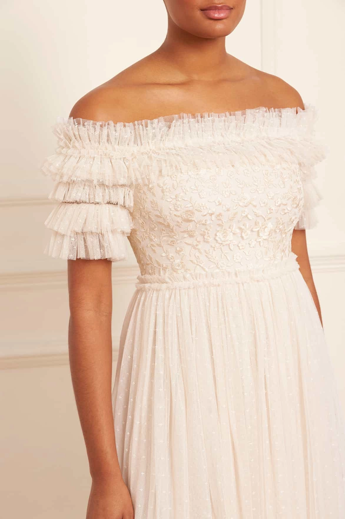 Evening Wear Winter Layer Midsummer Lace Bodice Off-Shoulder Ankle Gown