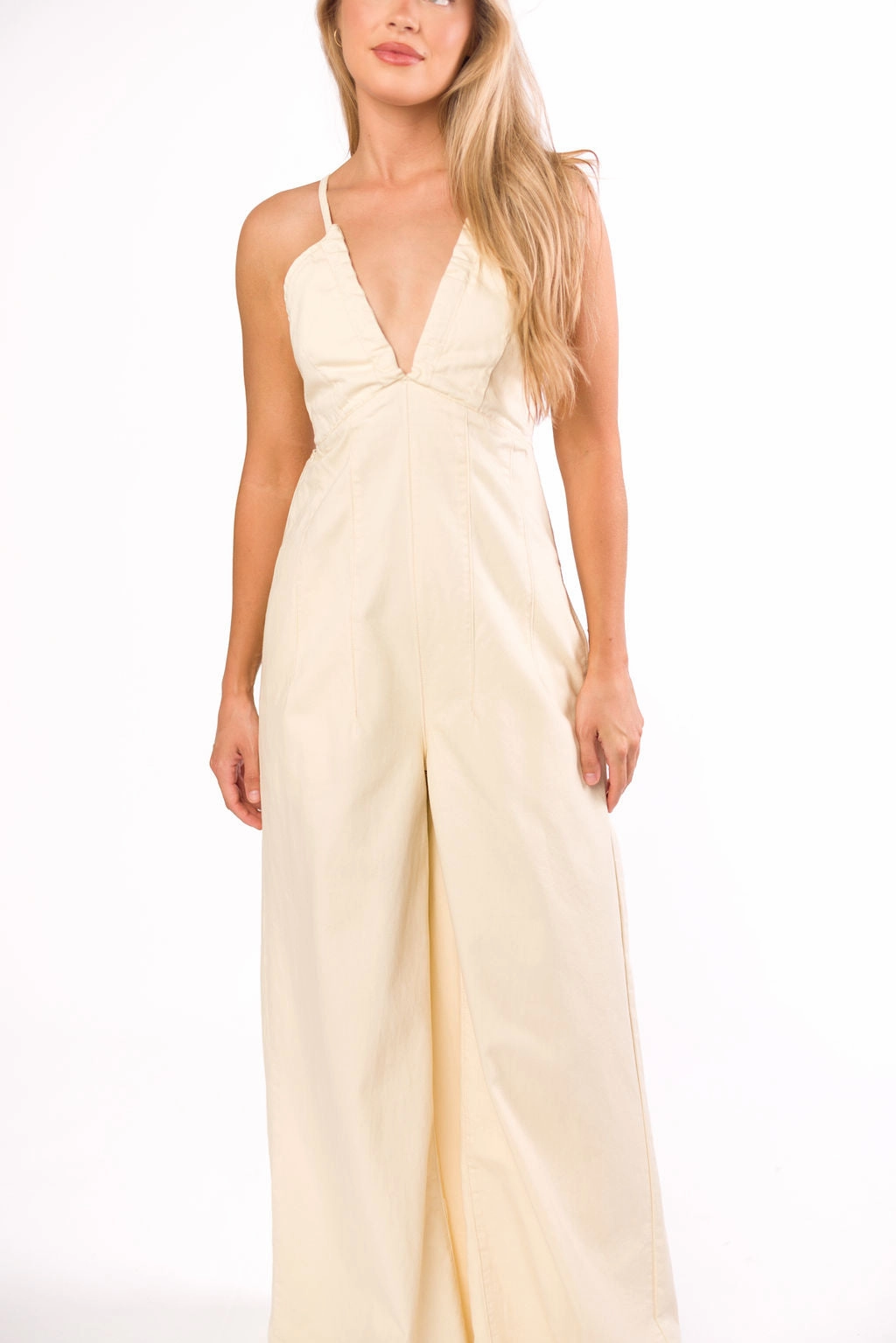 Midweek 100% Cotton Denim Jumpsuit in Ivory *Final-Sale* Everyday Worker Holiday Worker