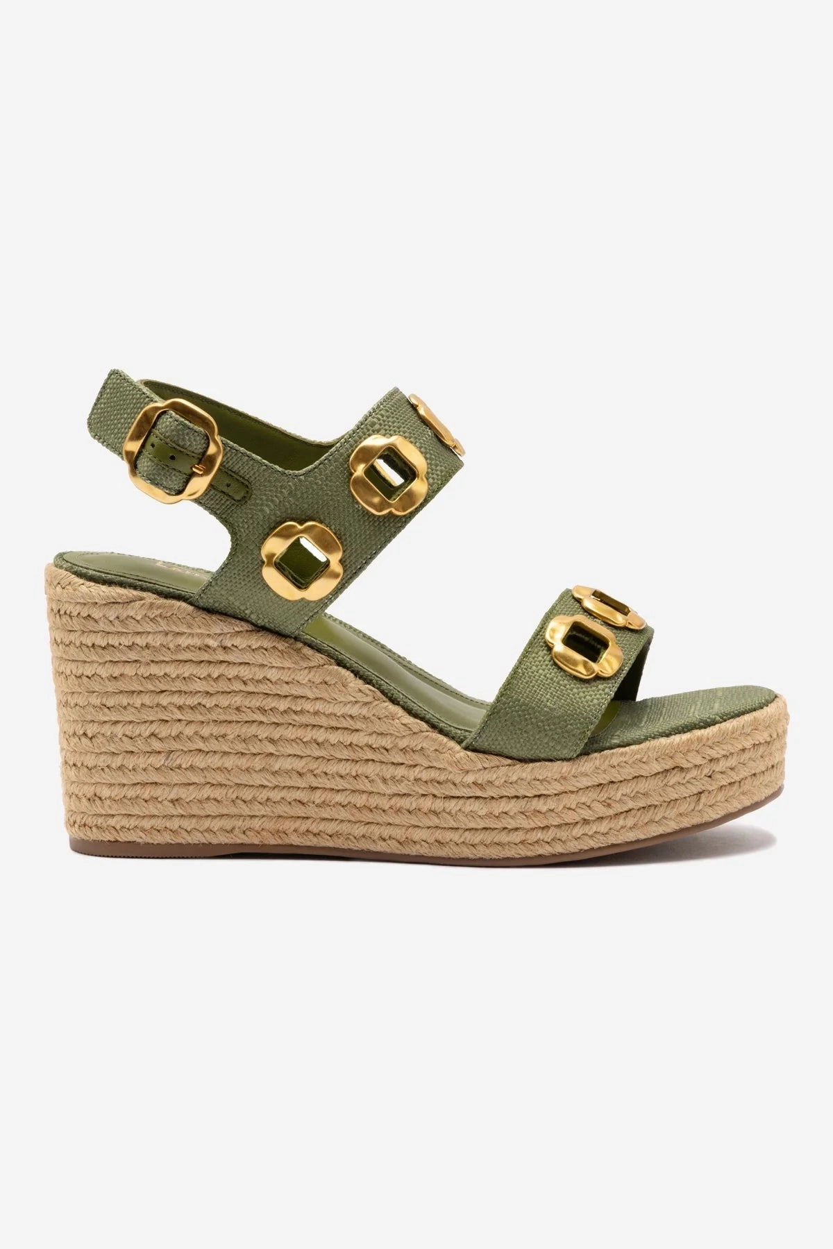 Milan Espadrille In Seaweed Raffia Light Straps