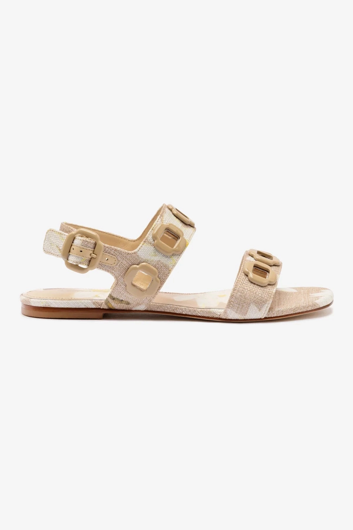 Zebra Stripe All-day Comfort Milan Flat Sandal In Beige Printed Raffia