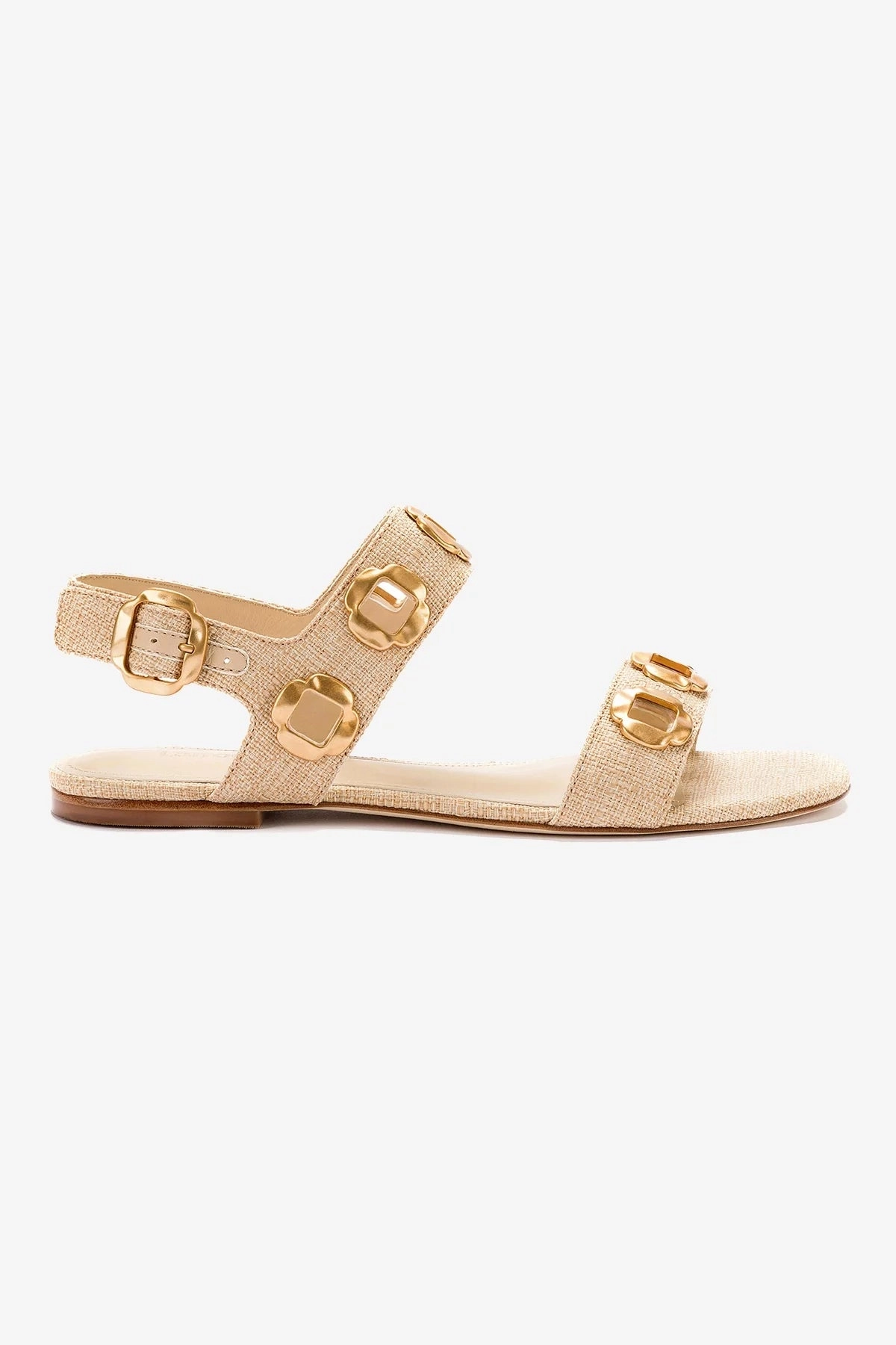 Milan Flat Sandal In Beige Raffia Urban Escape Chic Vacation Flats