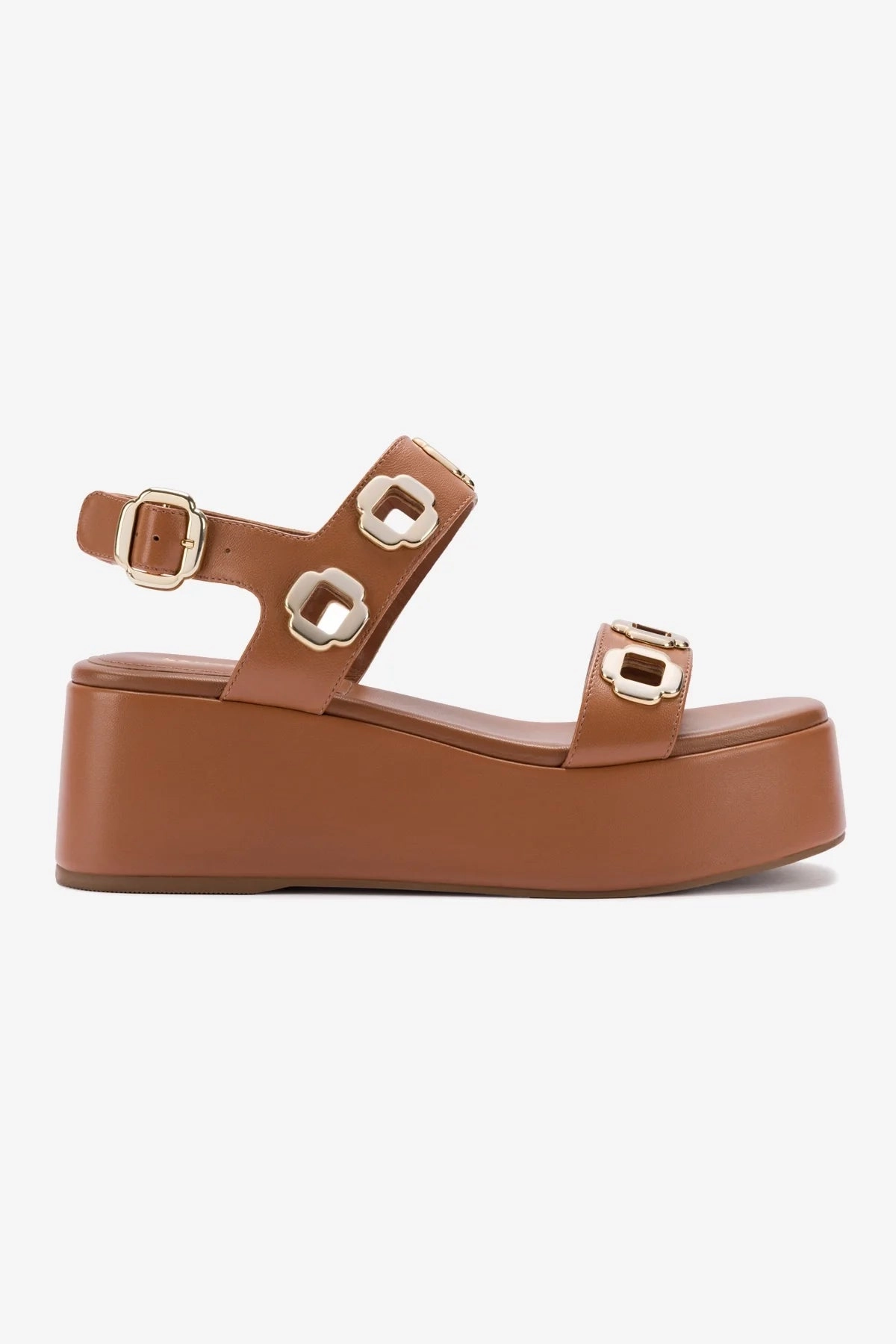 Handmade Dressy Milan Flatform Sandal In Caramel Leather