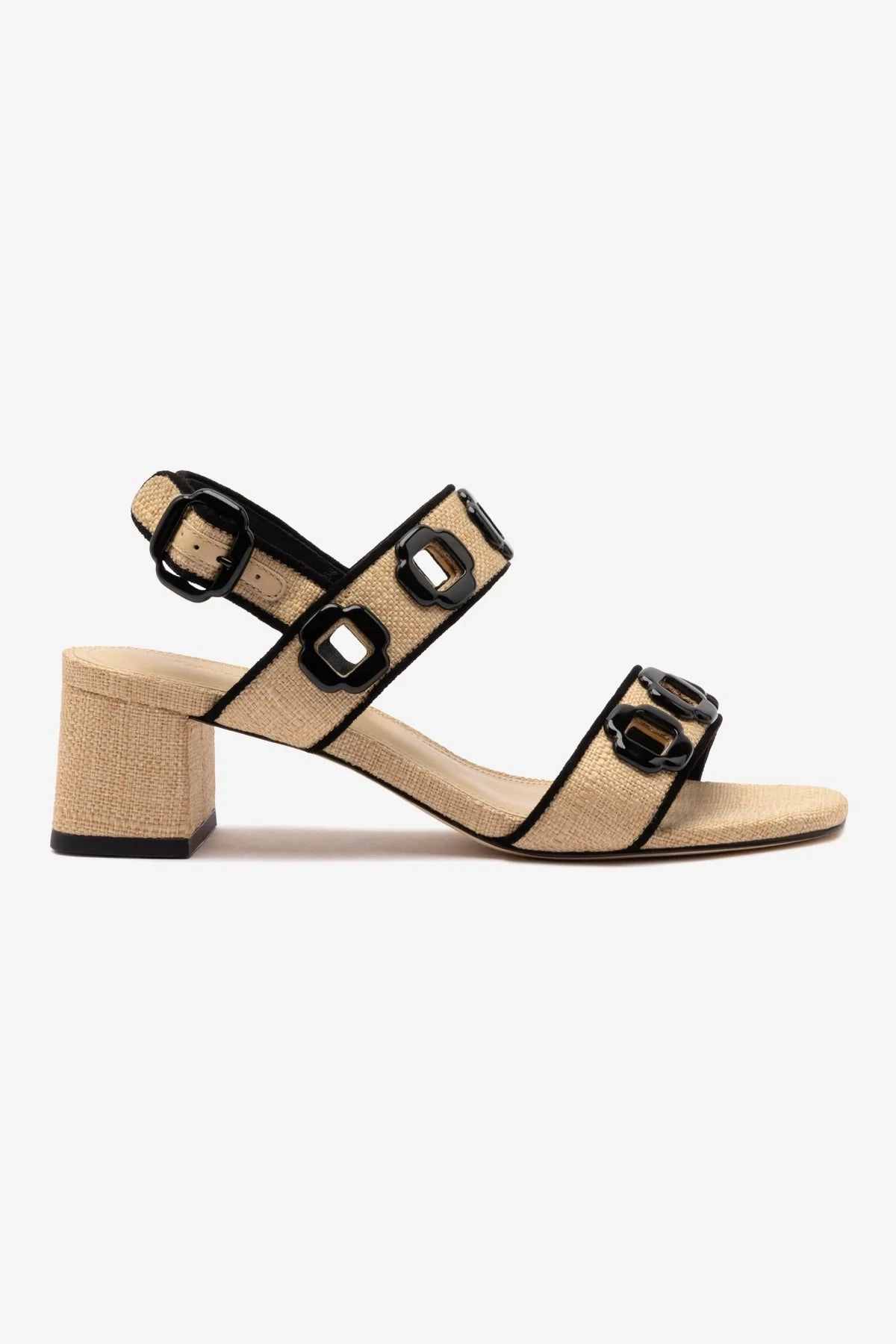 Hiking Comfort Ventilation Channel Design Milan Sandal In Beige Raffia and Black Trimming
