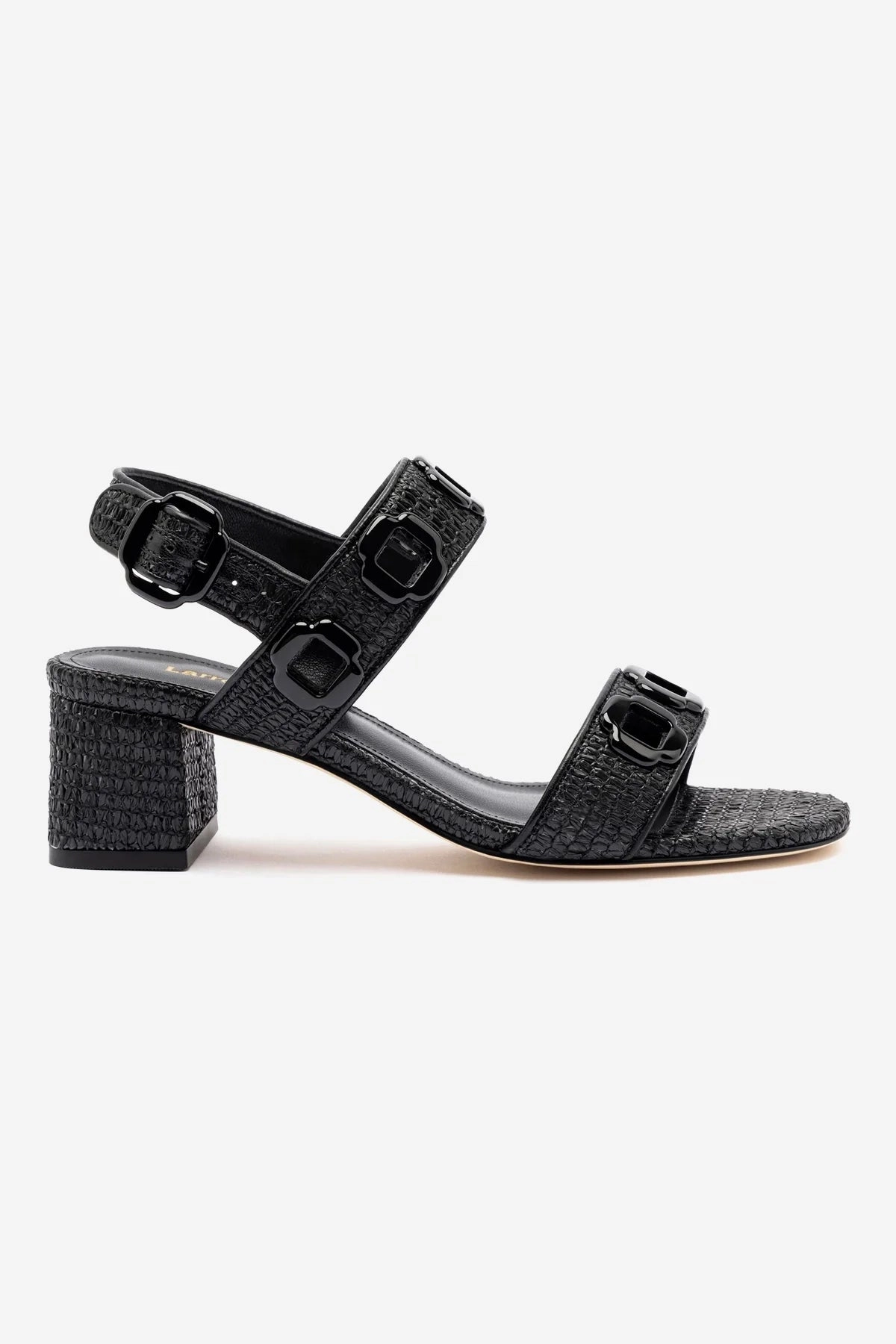 Cushion Lining Urban Look Milan Sandal In Black Wave Raffia