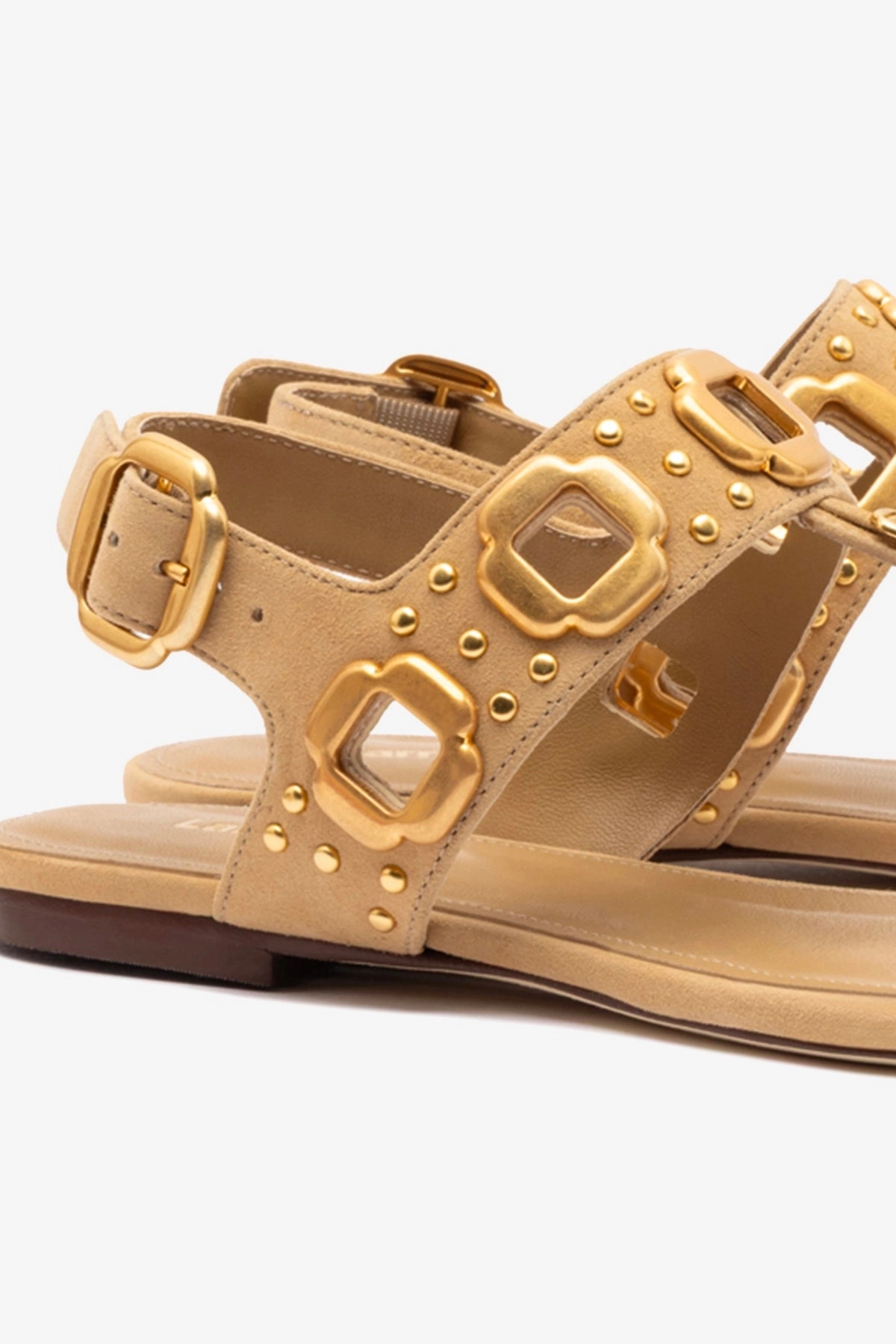 work commute Casual Milan Studs Thong Sandal In Peanut Suede