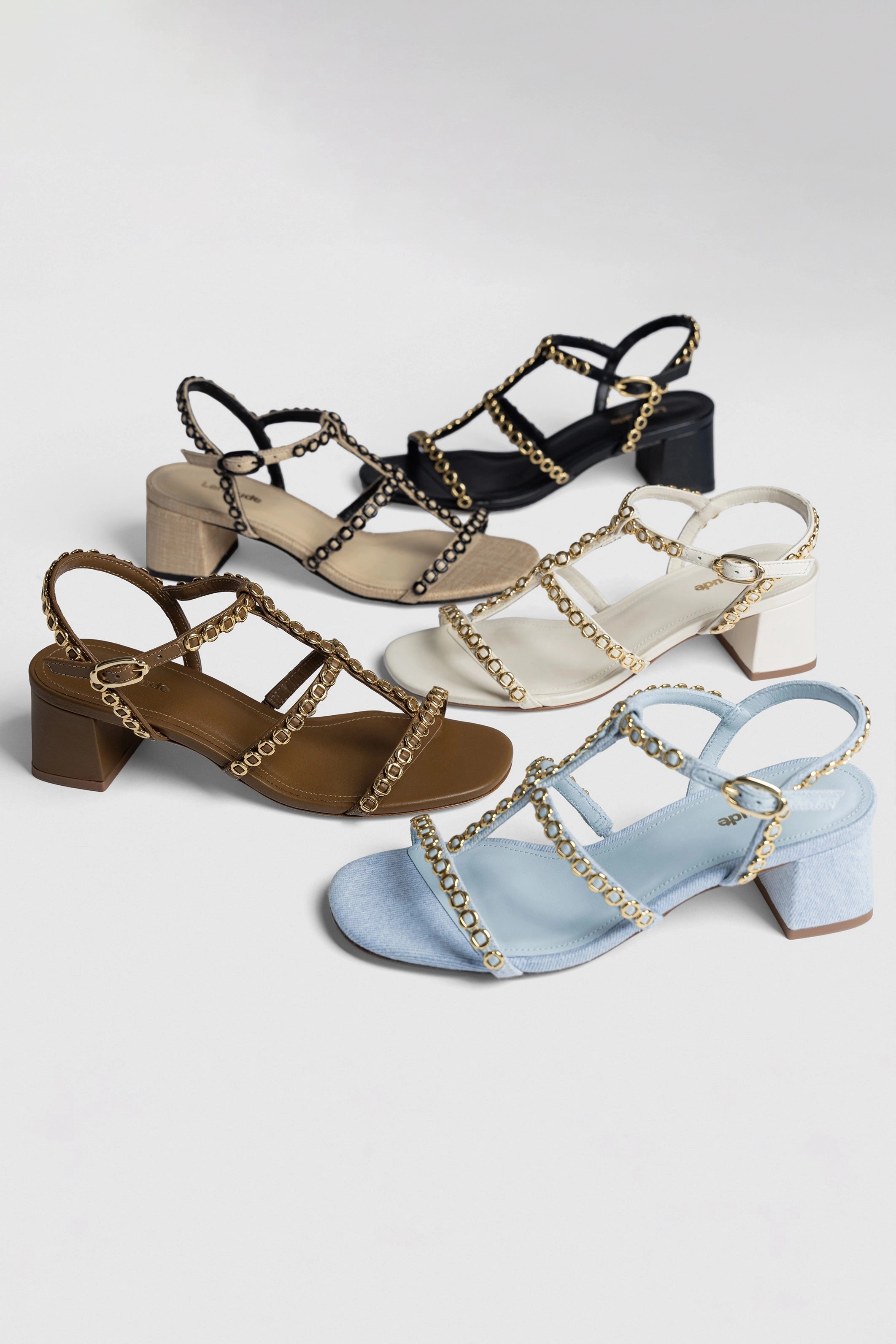 Milanina Flat Sandal In Maya Denim Hook Loop Cushioned Comfort