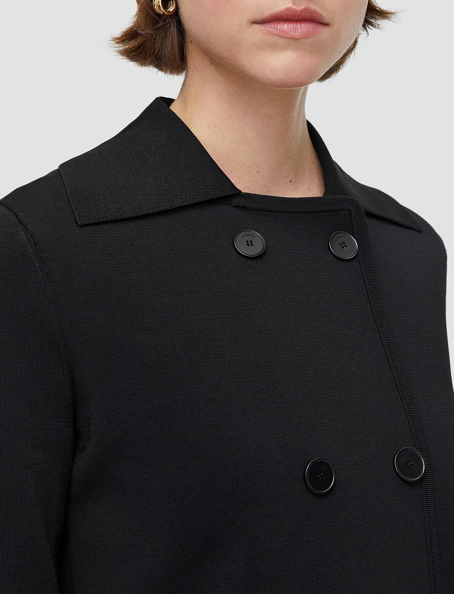 Milano Knit Stretch Short Jacket Zigzag Stitch Detail