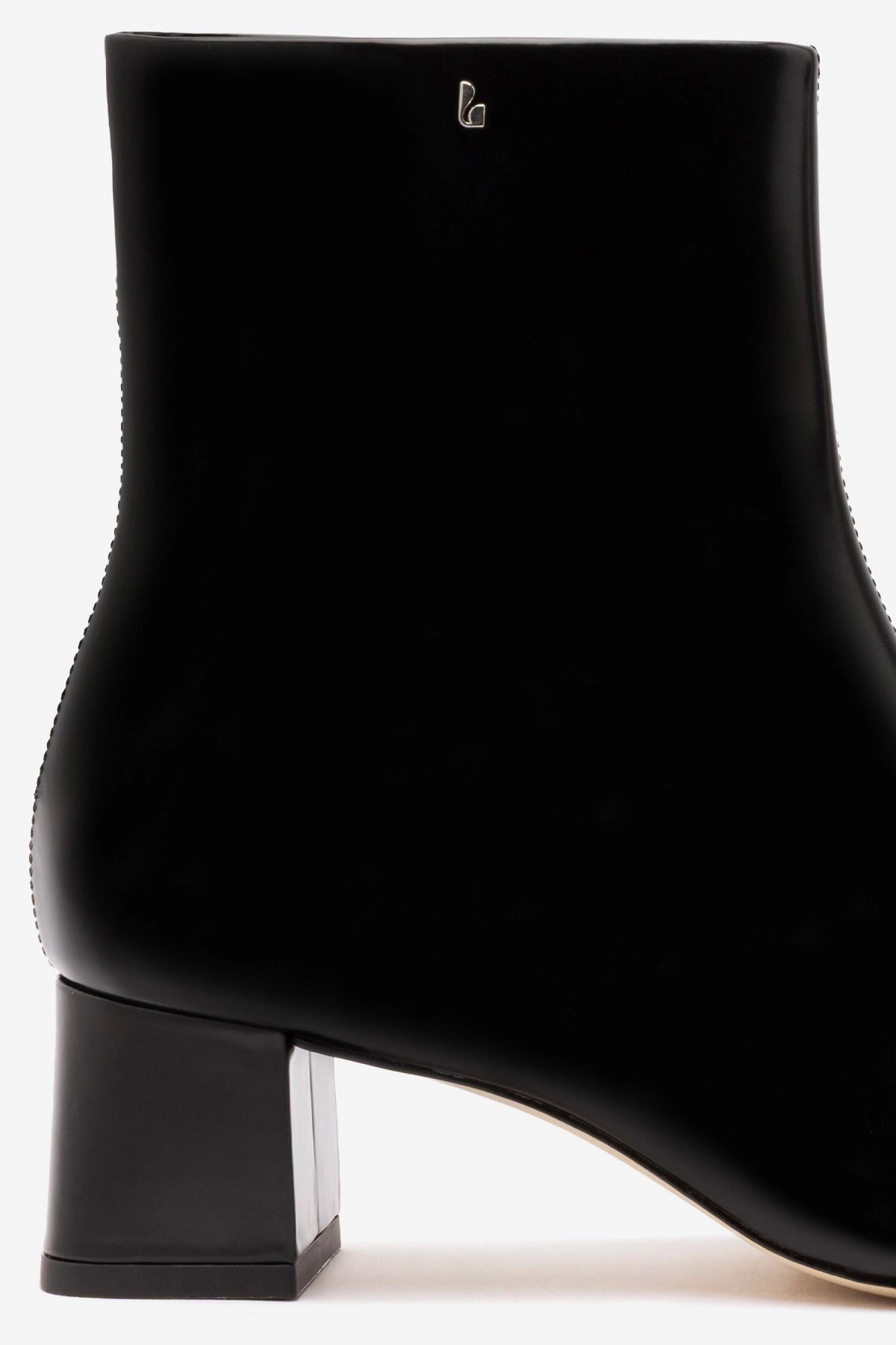 Mini Edie Boot In Black Box Leather No Laces Metallic Buckle