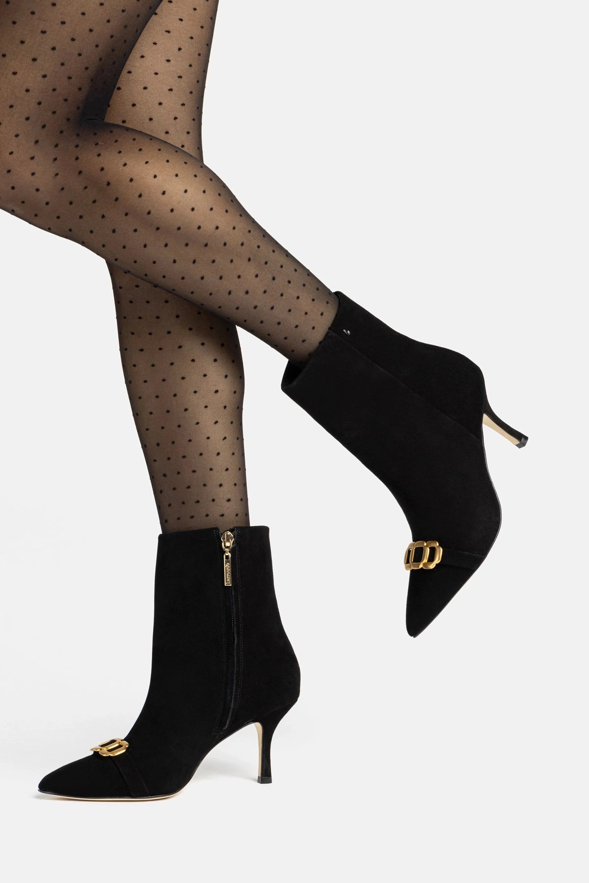 Mini Kate Boot In Black Suede and Daisy Accent Construction Ready Mud Resistant Stylish Explorer