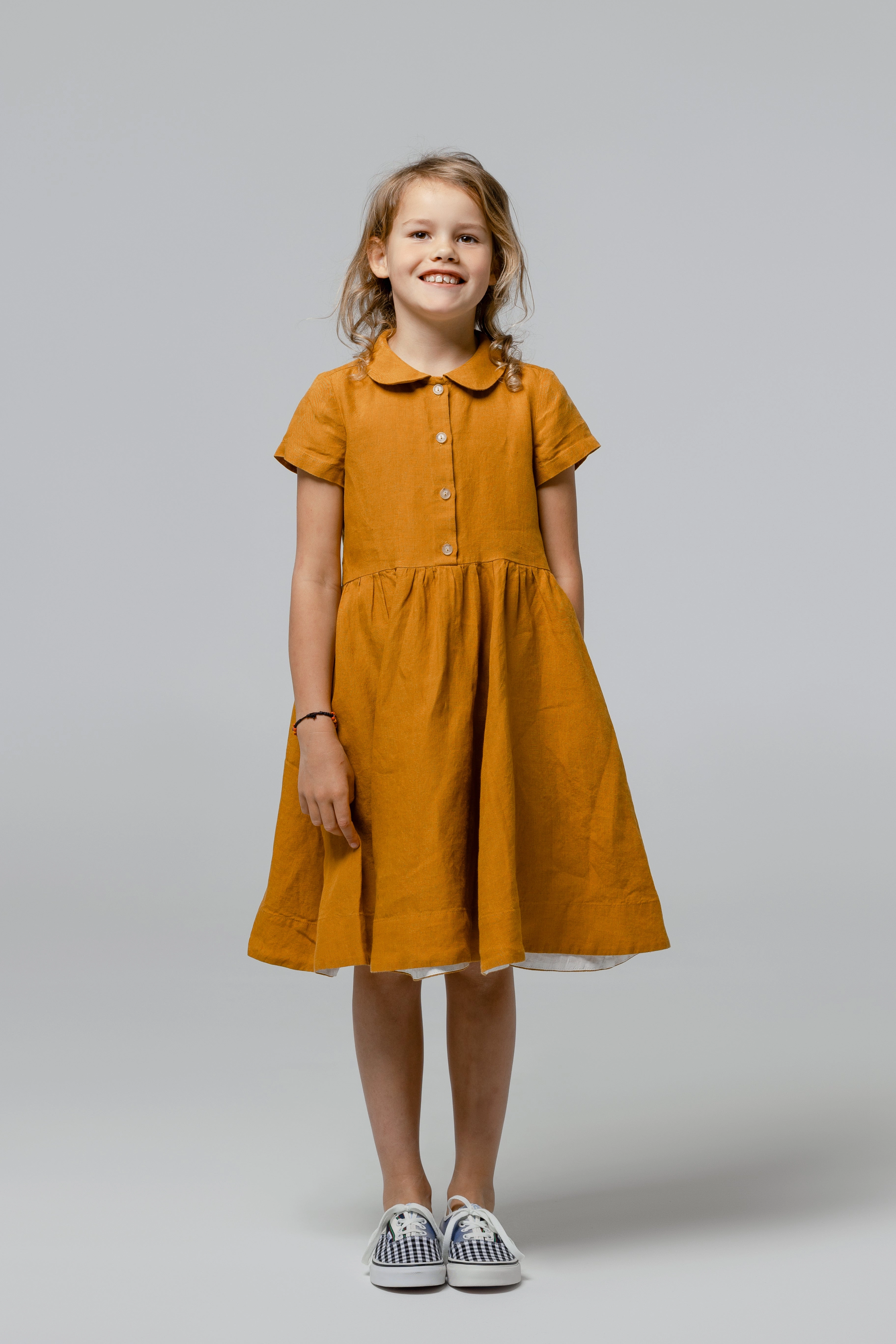 Lightweight Piece Front-Slit Mini Me Classic Dress, Short Sleeve