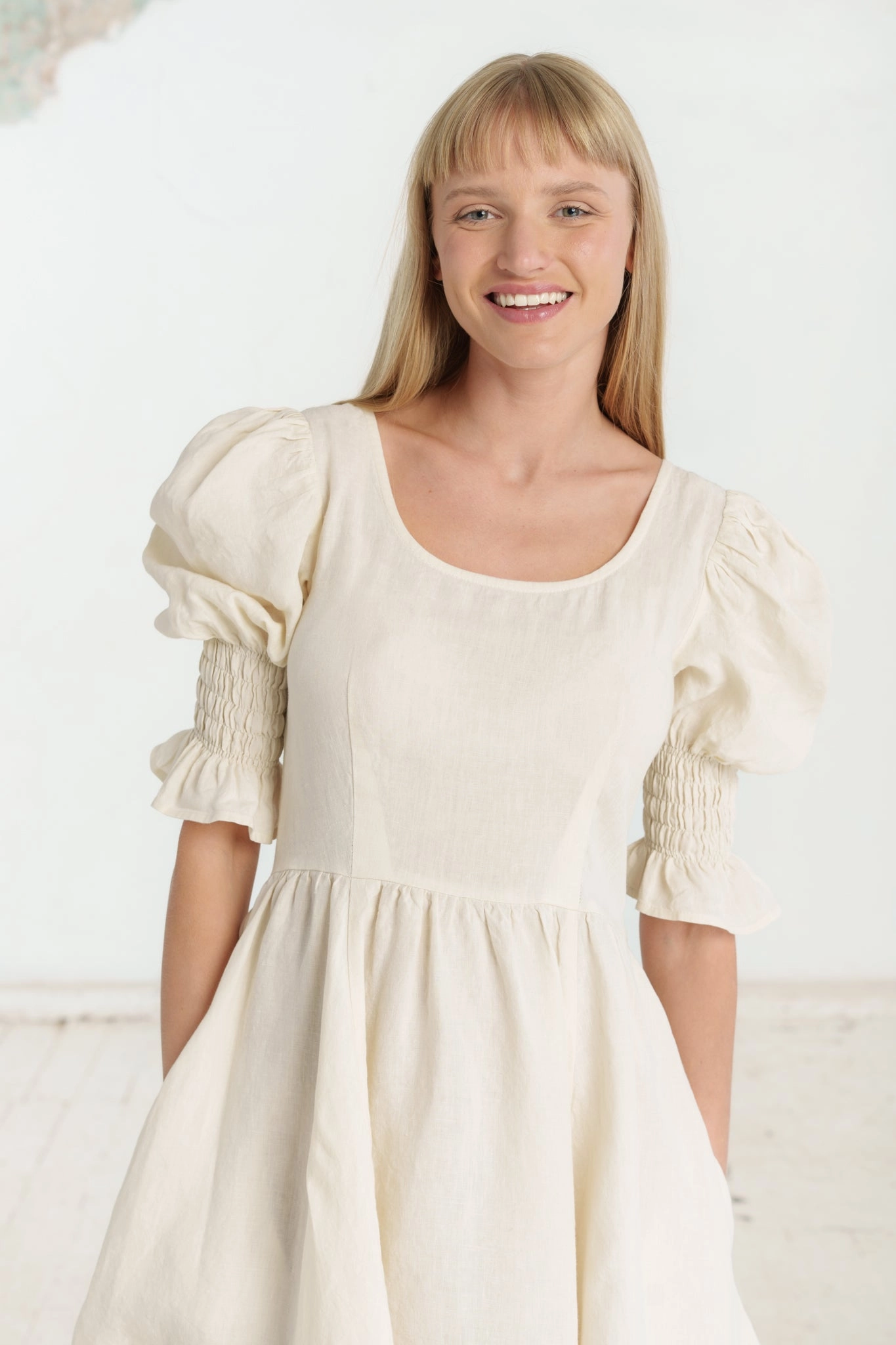 Mini Rebecca Dress, Short Sleeve Business casual Flare Hem