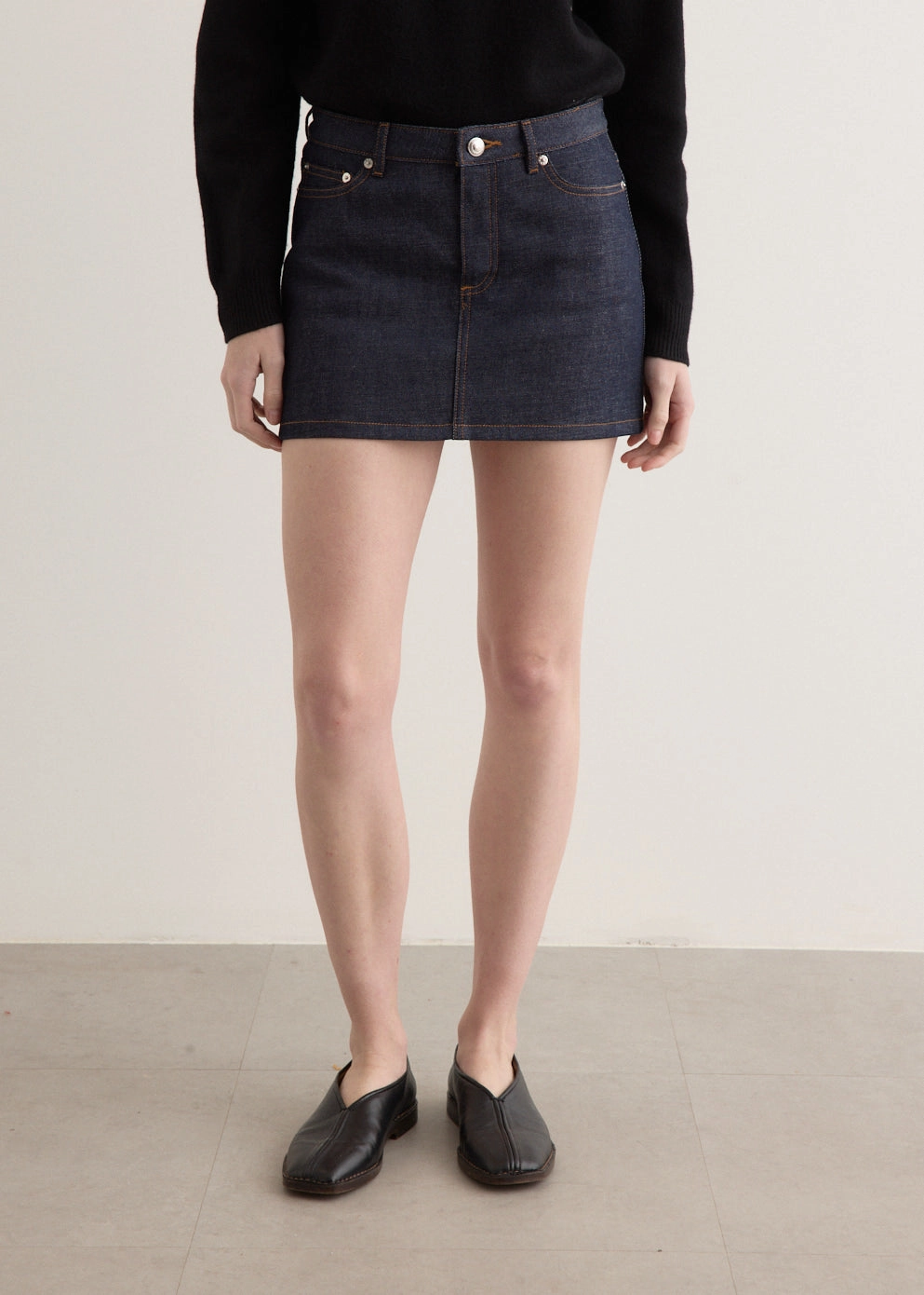 Neutral Fabric Minimal Outfit Mini Skirt