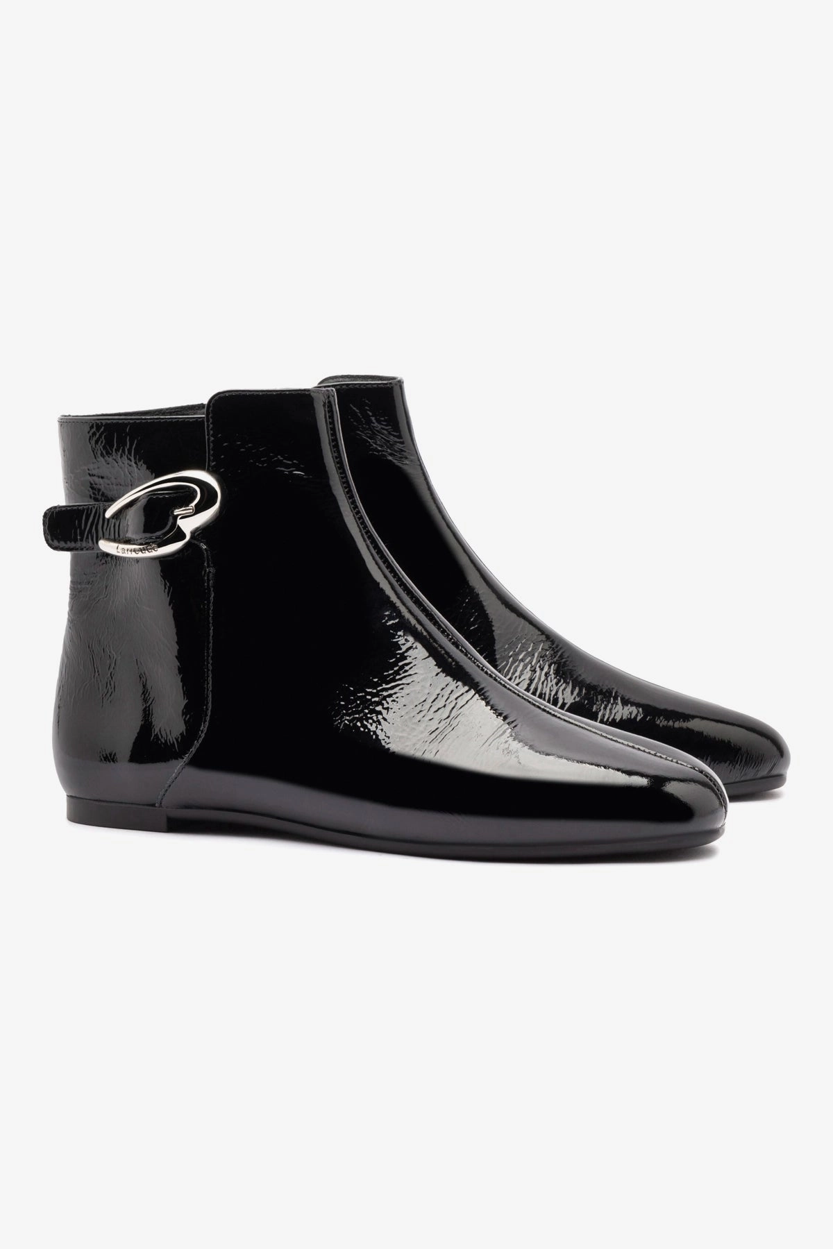 Comfort Flex Textured Grip Pattern Mini Verona Boot In Black Patent Leather